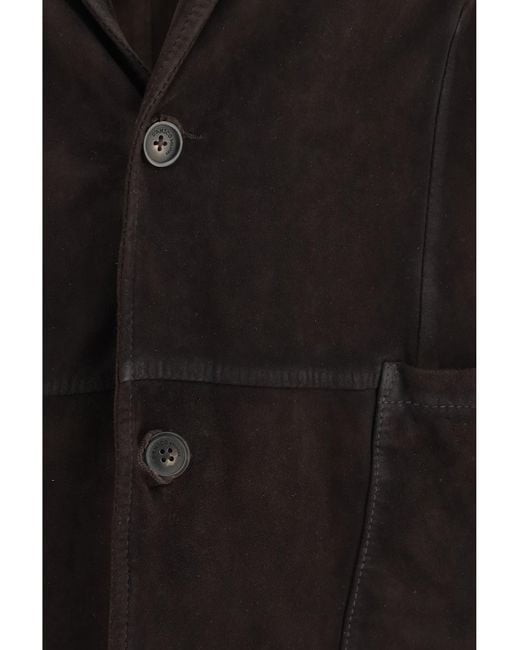 D'Amico Black Jacket Single-Breasted Suede for men