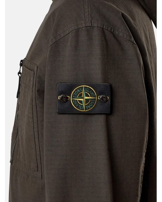 Stone Island Gray Hooded Organic Cotton Jacket for men