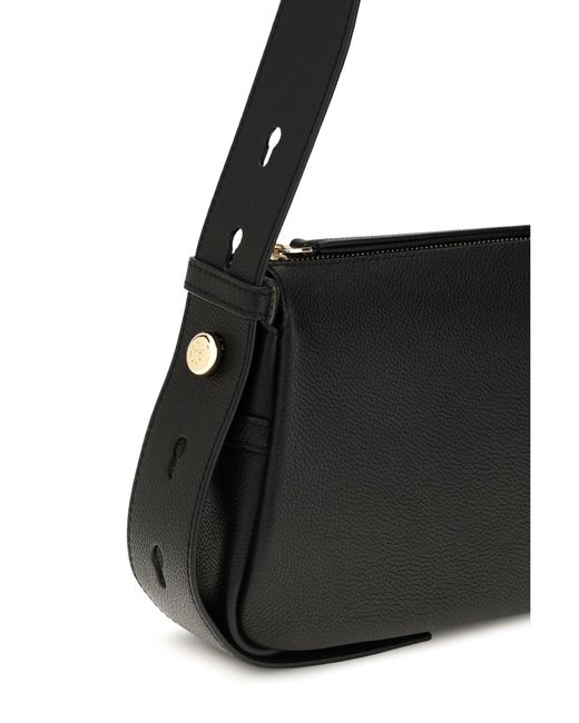 Tory Burch Black Small Romy Pebbled Leather Shoulder Bag