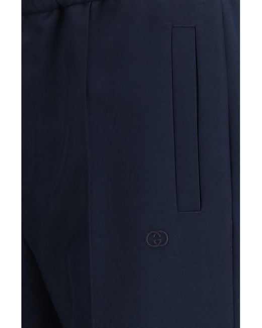 Gucci Blue Technical Panama Pants for men