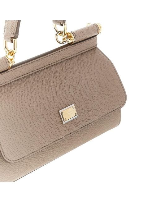 Dolce & Gabbana Natural Dauphine Leather Small 'Sicily' Bag