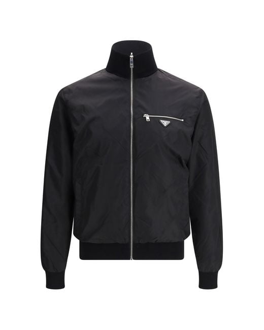 Prada Blue Reversible Wool And Re-Nylon Jacket for men
