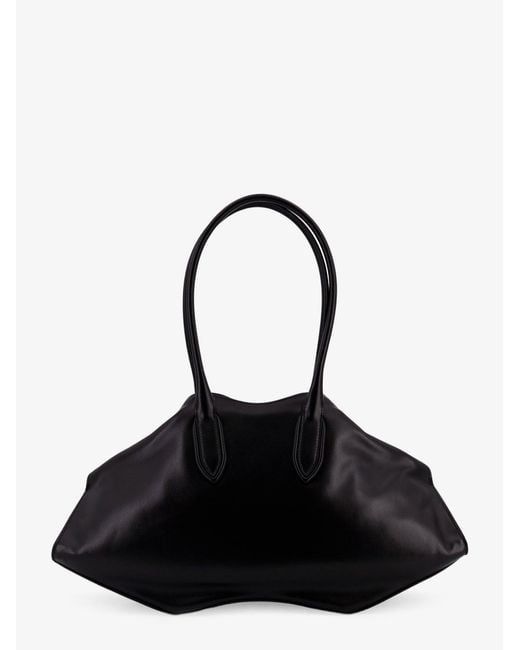 McQueen Black Manta Leather Shoulder Bag With All-Over Metal Details