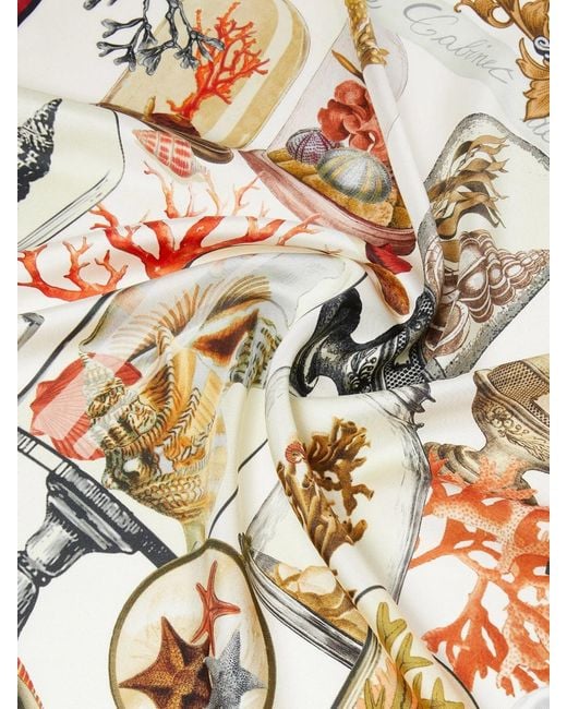 Max Mara White Silk Scarf With Graphic