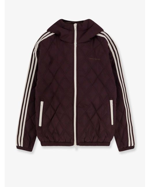 Adidas Purple Nylon Down Jacket With Iconic Side Stripes