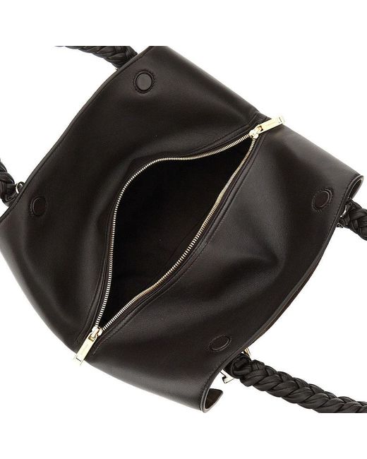 Ferragamo Black Leather Hand Bag With Logo