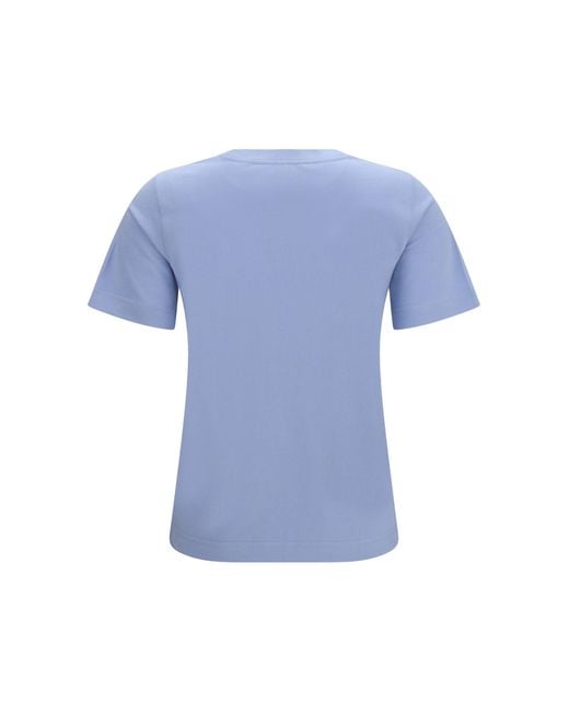 Burberry Blue Embroidered Logo Cotton T-Shirt
