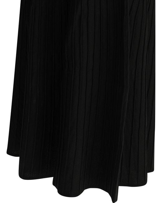 Max Mara Pure Black Flared Midi Dress