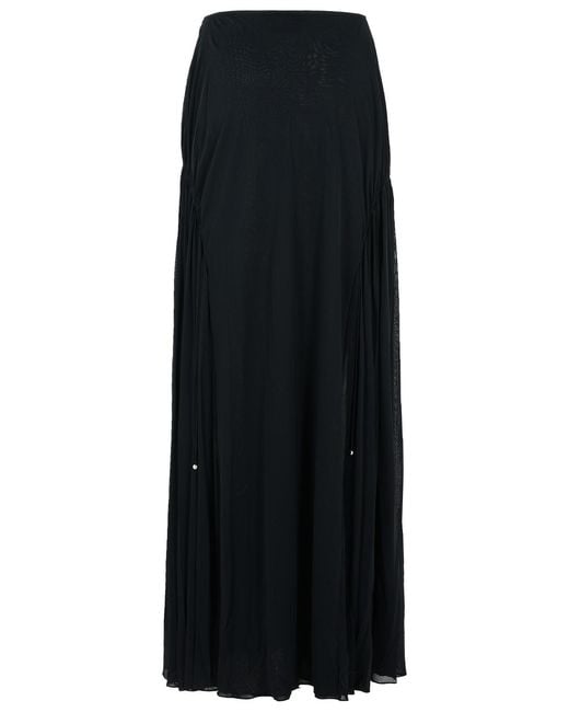 Lanvin Black 'Flared' Viscose Blend Skirt