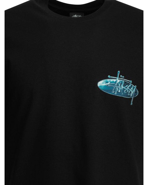 Stussy Black Cotton T-Shirt for men