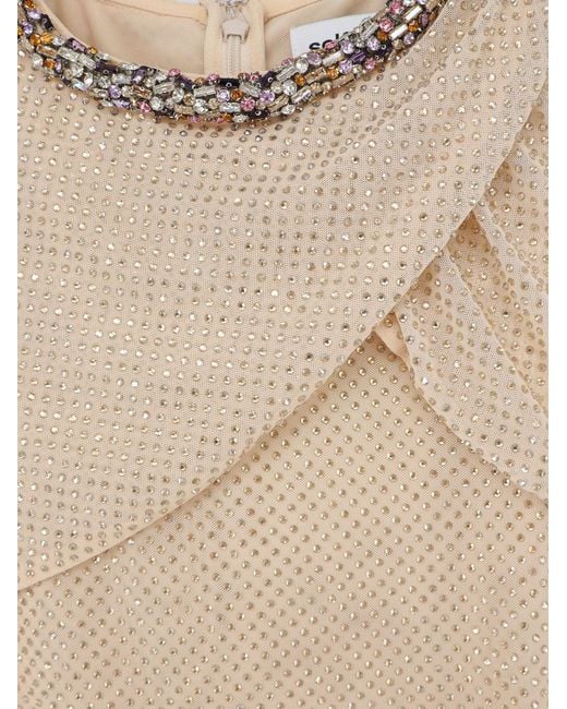 Self-Portrait Natural Self Portrait Maxi Dress With Rhinestones