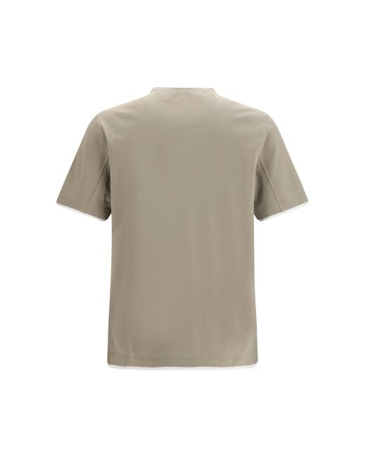Brunello Cucinelli Gray Cotton T-Shirt Two-Tone Hem for men