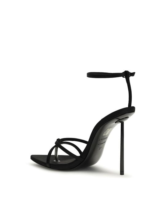 Le Silla Black Sandals Gisele Satin