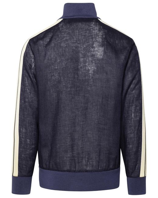 Palm Angels Blue Linen Sporty Jacket for men