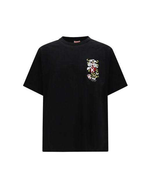 KENZO Black Wild Tiger Motif Embroidered On The Chest Oversized T-Shirt for men