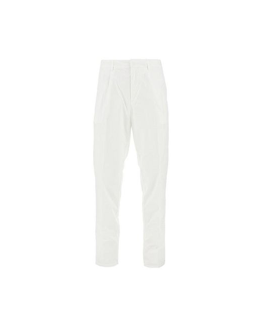 Emporio Armani White Pima Cotton Pants With Dart for men