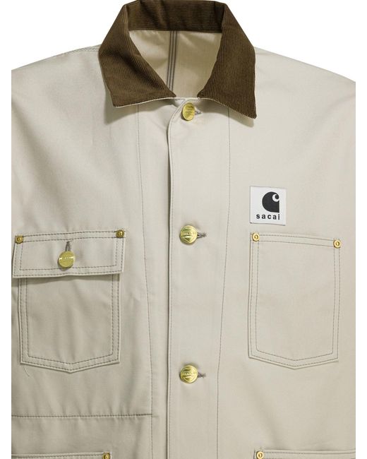 Sacai Carhartt Wip Duck Jackets And Coats White for men