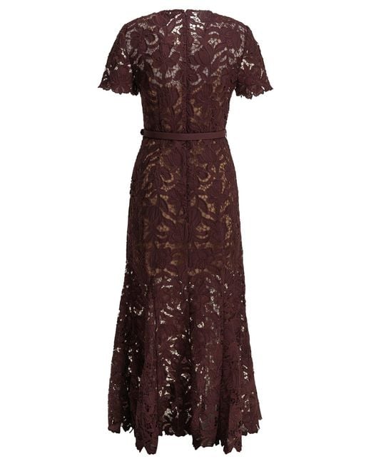 Self-Portrait Brown Lace Midi Dress