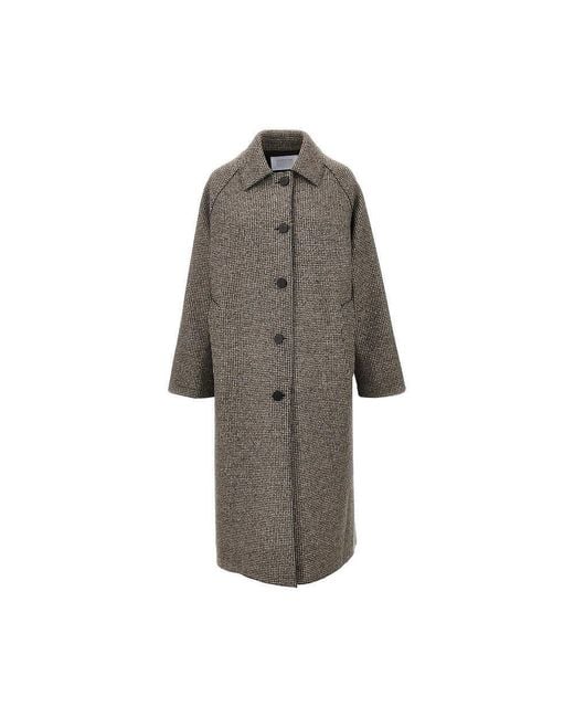 Harris Wharf London Gray Cashmere-Blend Balmacaan Coat