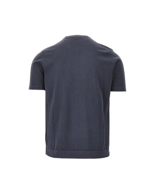 Drumohr Blue Cotton Knit T-Shirt for men