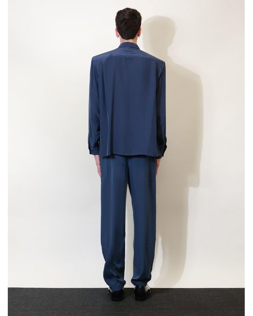 Saint Laurent Blue Certified Viscose And Silk Shirt for men