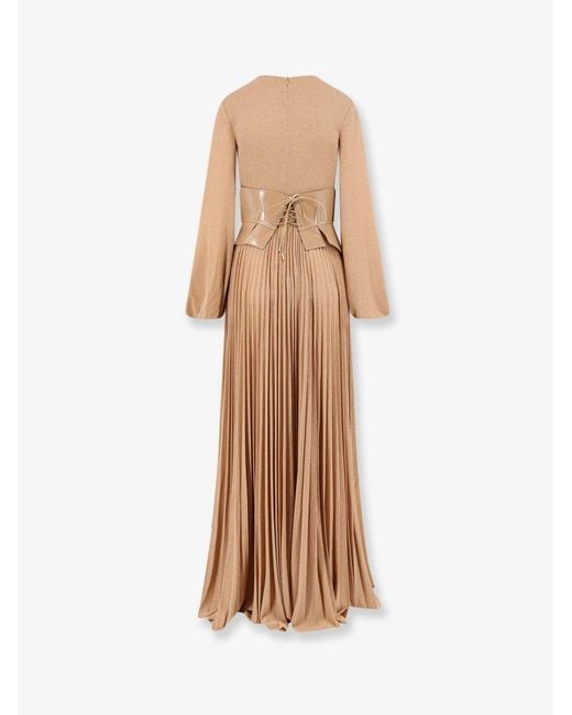 Elisabetta Franchi Natural Carpet Dress With Corset