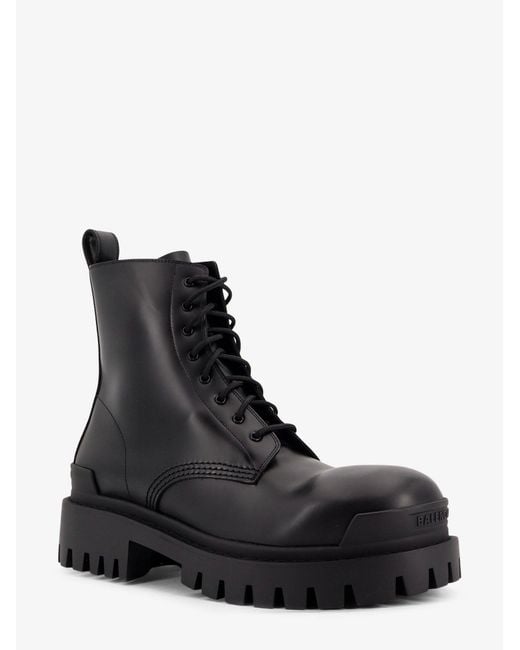 Balenciaga Black Leather Boots With Maxi Rubber Sole for men