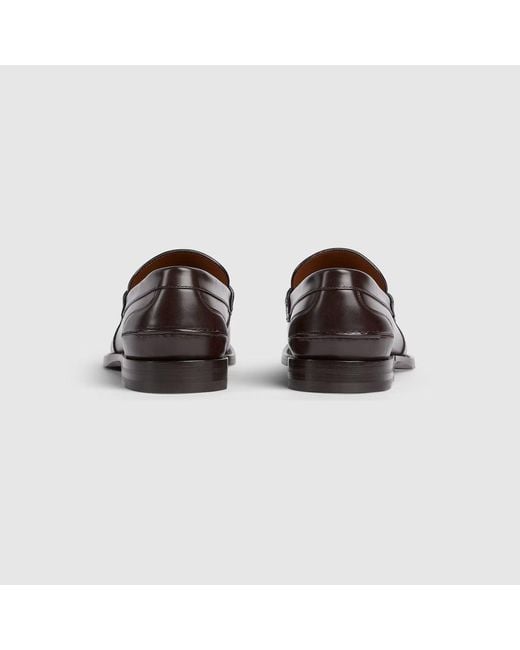 Gucci Brown Leather Loafers With Horsebit for men