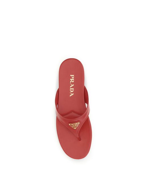 Prada Red Thong Sandals Patent Leather