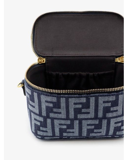 Fendi Blue Vanity Denim-Effect Ff Jacquard Minibag