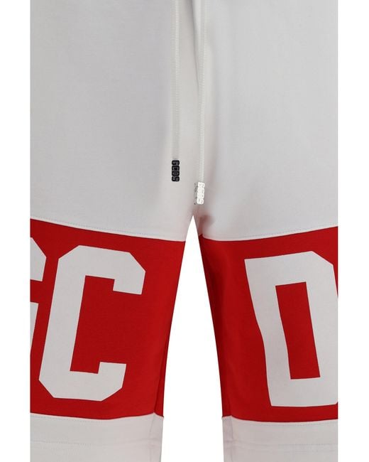Gcds White Sweat Shorts Band Logo for men