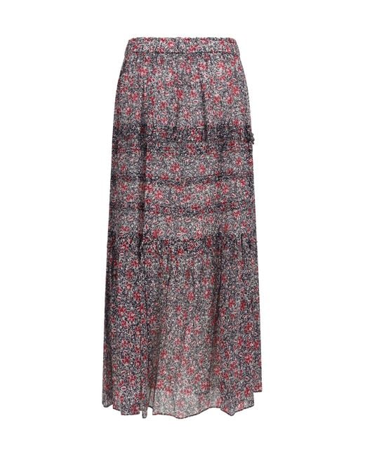 Isabel Marant Purple Marant Etoile Volomia Long Ruffled Skirt