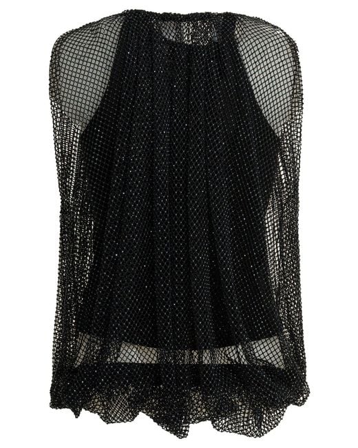 Max Mara Black Sleeveless Mesh Top Tops