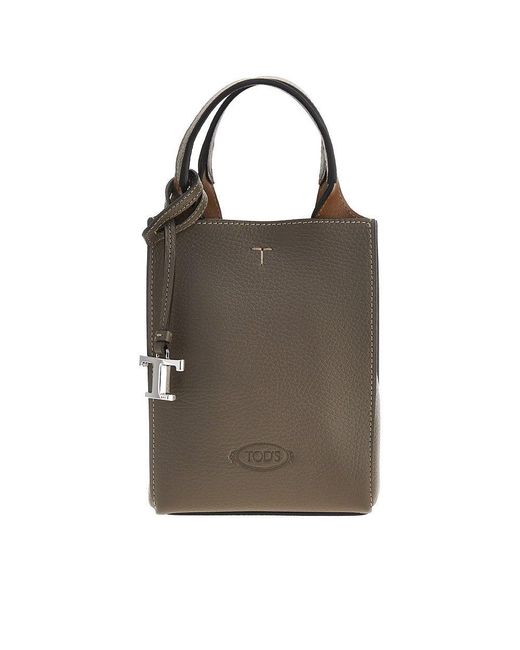 Tod's Brown Grained Leather Micro Tote Bag