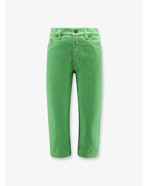 Women's Green Non-Stretch Cotton Trousers