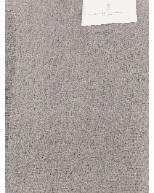 Brunello Cucinelli Gray Sparkling Cashmere And Silk Scarf