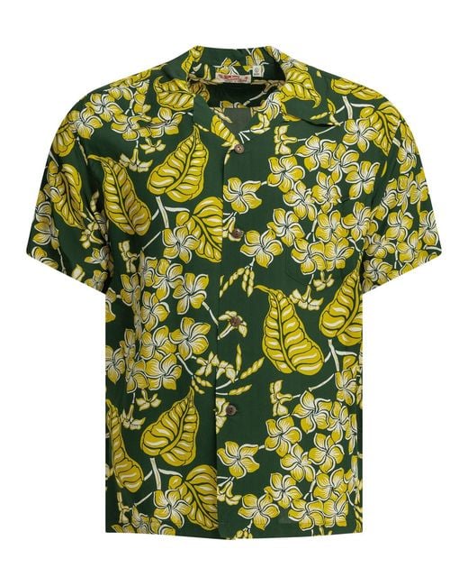 Sun Surf Green Plumeria Blossoms Casual Shirt for men