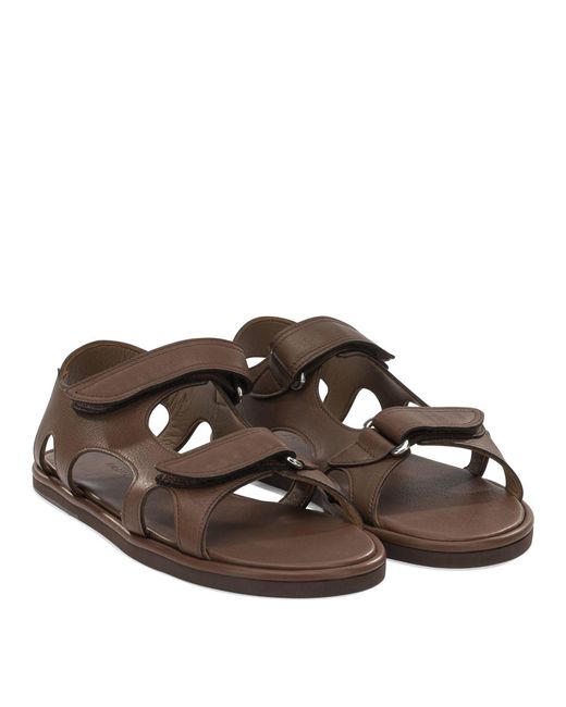 Auralee Brown Low Leather Sandals