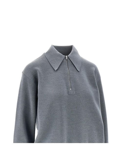 Phoebe Philo Gray Half-Zip Wool Sweater