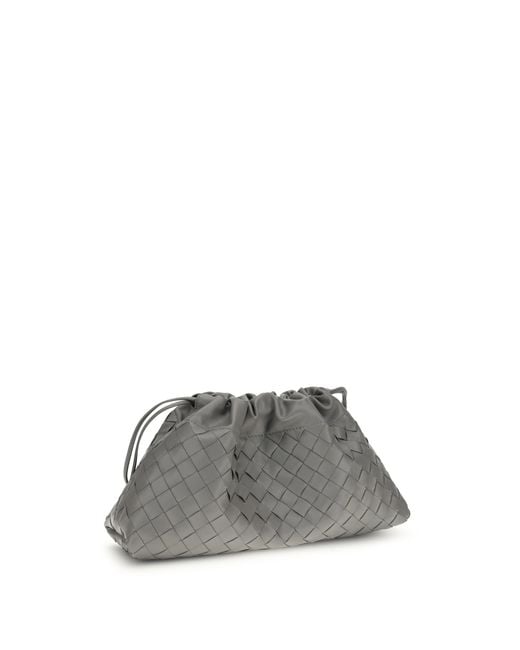 Bottega Veneta Gray Drawstring Pouch