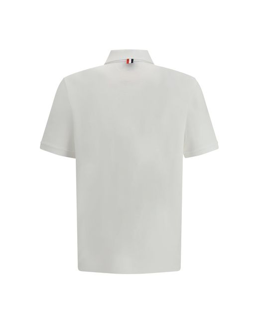 Thom Browne White Polo Shirt Whit Iconic Bands for men