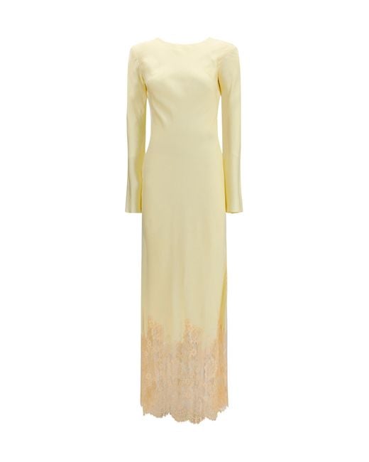 Self-Portrait Yellow Long Viscose Dress