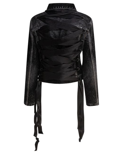 Balenciaga Black Denim Jacket With Laces