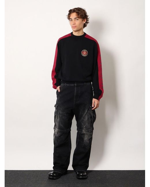Balenciaga Black Cargo Denim Trousers for men