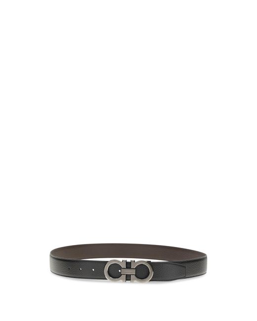 Ferragamo Black Leather Belt Calf Bos Taurus E Braces for men
