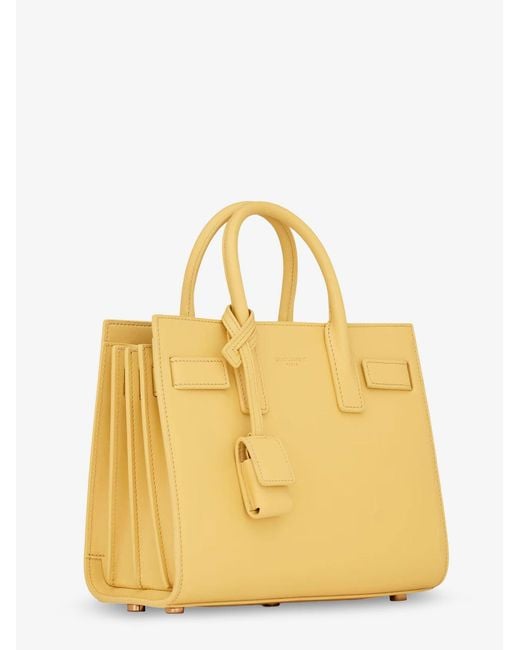 Saint Laurent Yellow Sac De Jour Nano Leather Crossbody Bag