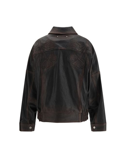Golden Goose Deluxe Brand Black Nappa Leather Bomber Jacket