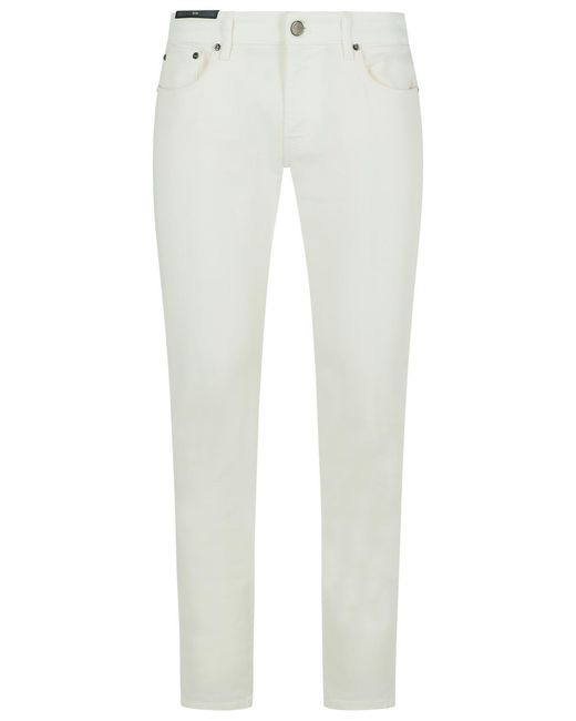Pt05 White 'Swing' Cotton Jeans for men