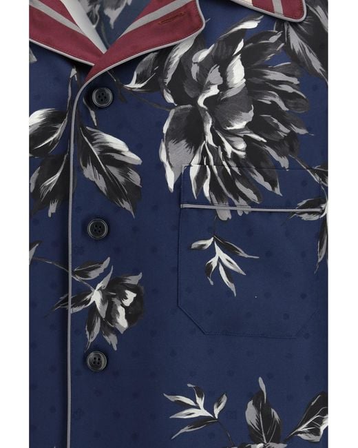 Dolce & Gabbana Blue Dolce & Gabbana Silk Short-Sleeve Shirt for men
