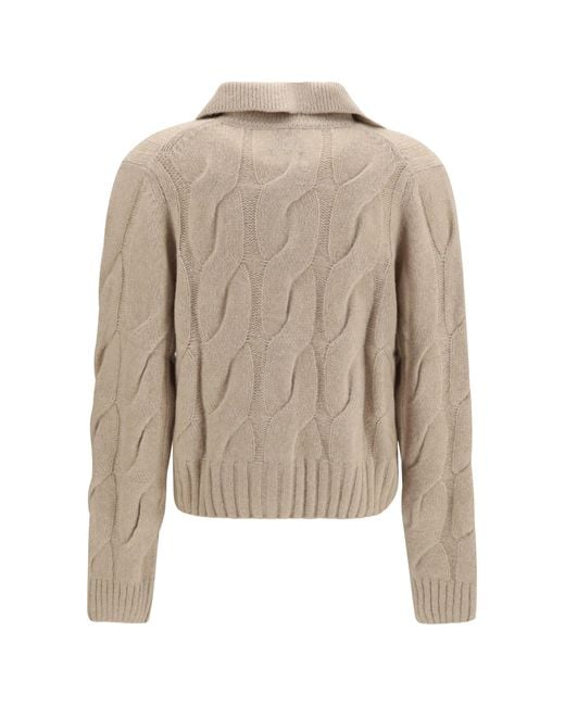 Allude Natural Cashmere And Silk Sweater With Buttons